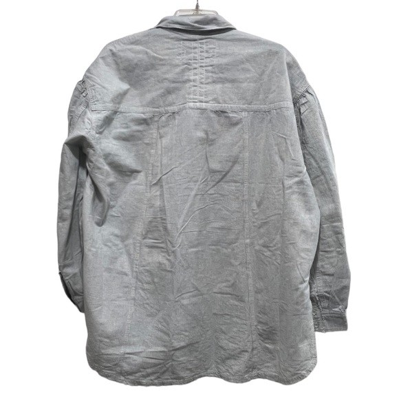 NWT Free People Cardiff Indigo Railroad Stripe Oversized Shirt/Jacket - Picture 9 of 15